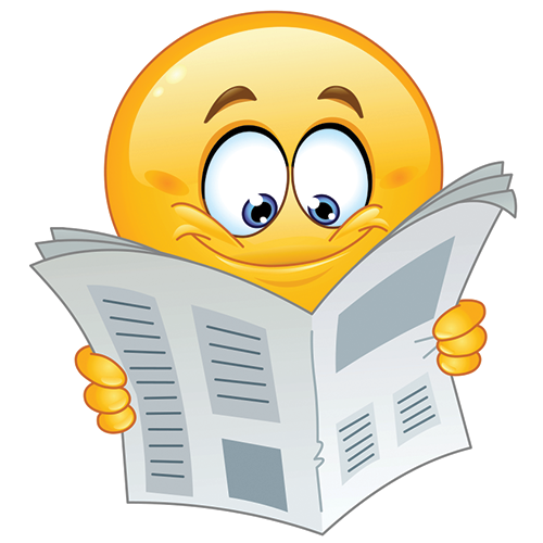 emoji reading newspaper-smiley
